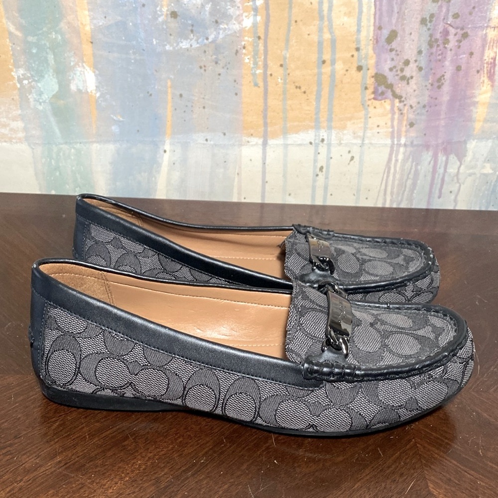 Coach Logo Olive Monogram Signature Loafers Grey Black  Women’s  9.5B - Picture 4 of 7